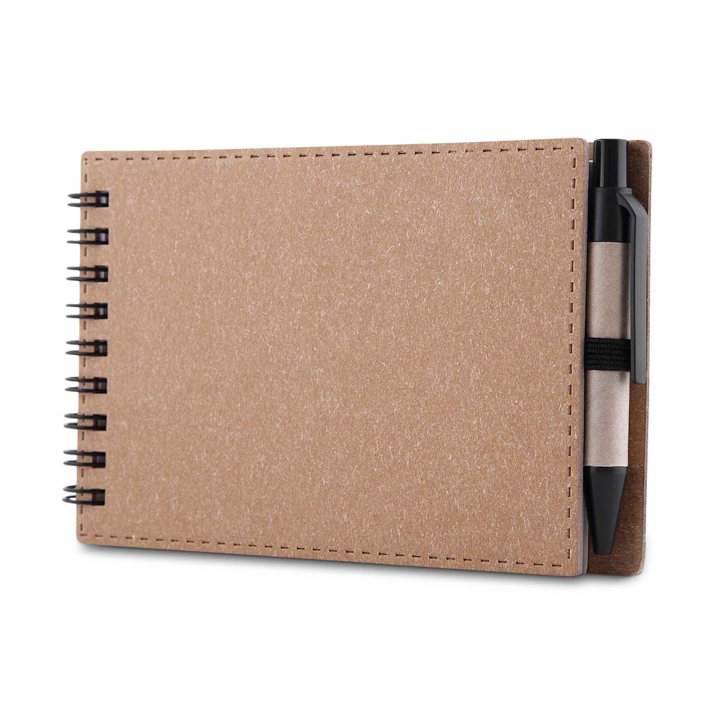 Mini Caderno Espiral com Caneta em Papel Reciclado Personalizado