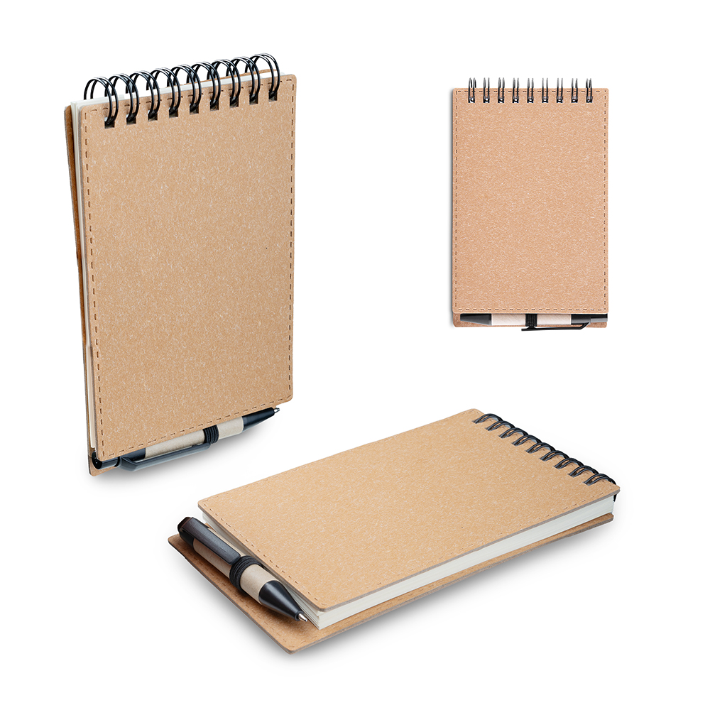 Mini Caderno Espiral com Caneta em Papel Reciclado Personalizado