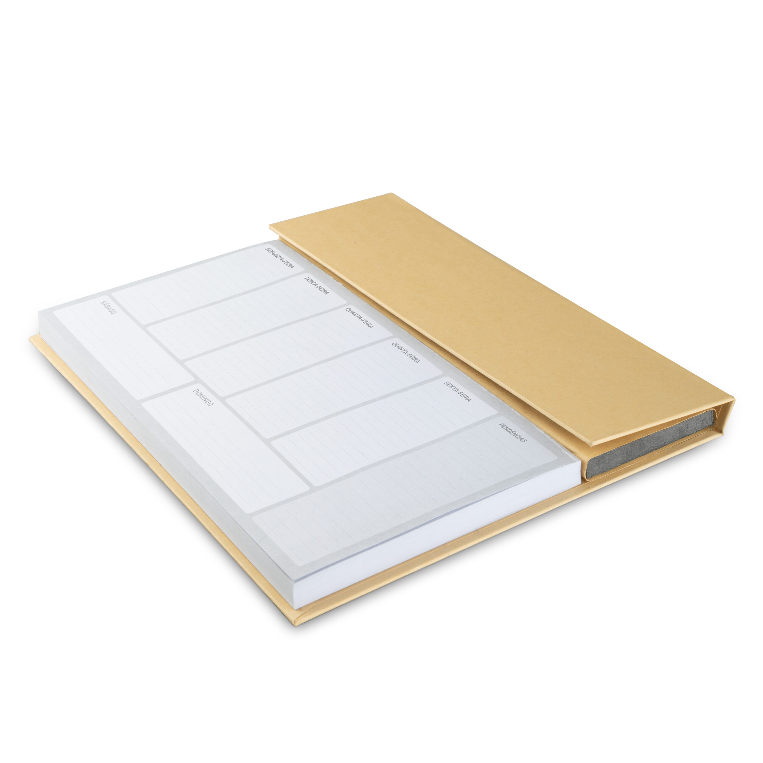 Mini Caderno Kraft com Planejamento Semanal, Sticky Notes e Caneta Personalizado