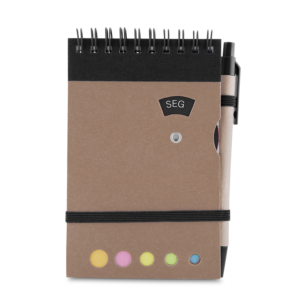 Mini Caderno Kraft com Sticky Notes e Caneta Personalizado