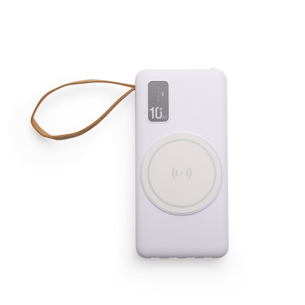Power Bank Personalizado 10.000mAh com Cabos Integrados e Indução Magnética