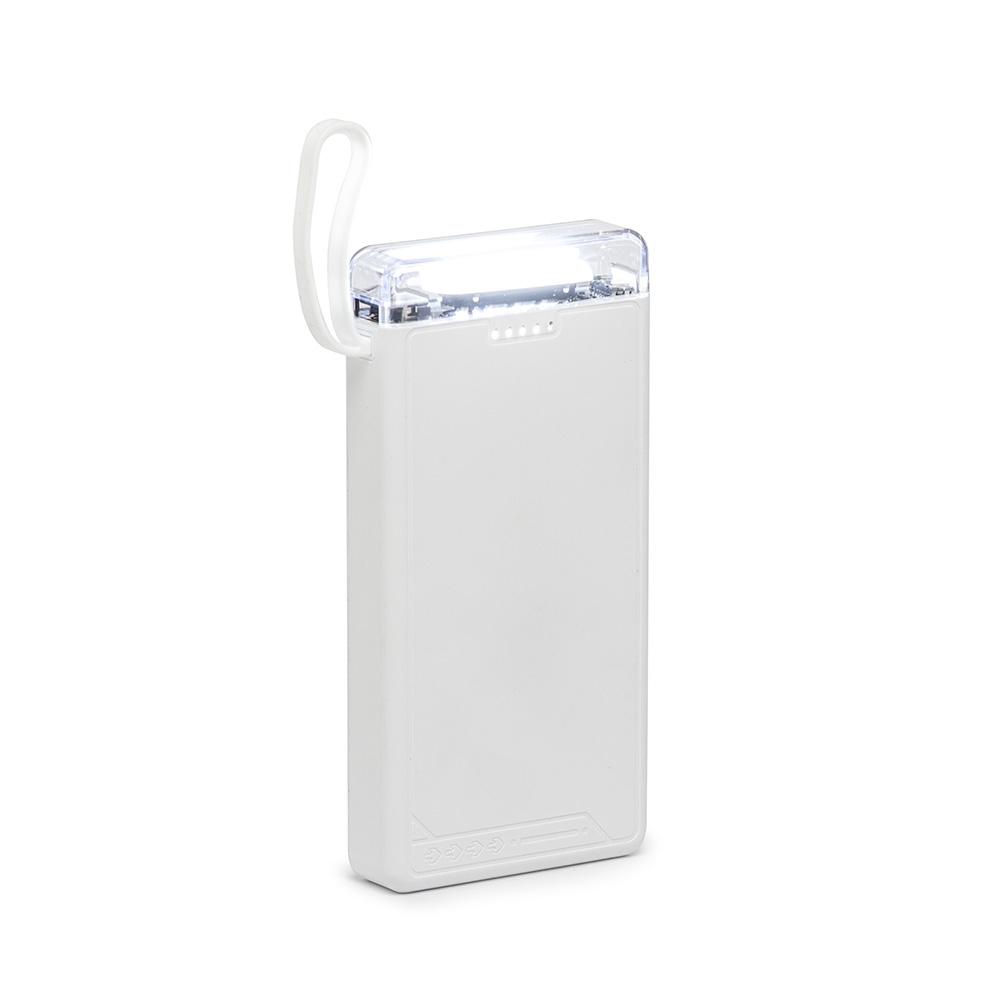 Carregador Power Bank Personalizado 10.000mAh com Lanterna e Cabos Integrados