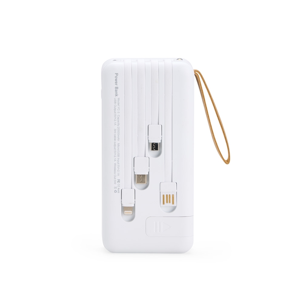 Power Bank Personalizado 20.000mAh com Indução e Cabos Integrados
