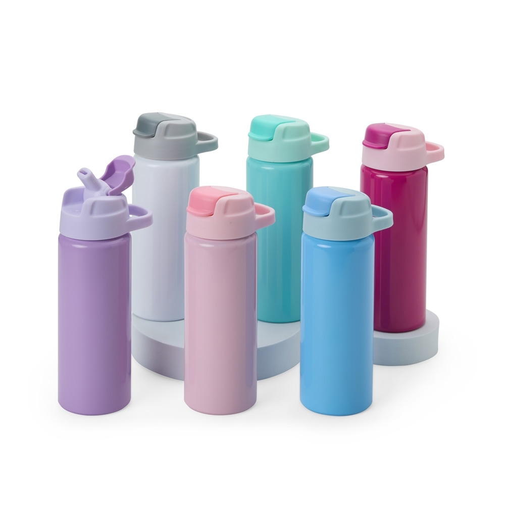 Squeeze Alumínio 600ml Personalizado com Canudo e Bico Flip