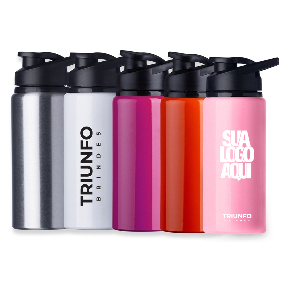 Squeeze Alumínio 650ml Personalizado com Alça e Acabamento Brilhante